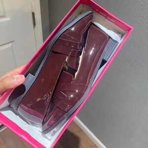 JUSTFAB Raia Pointed Toe Burgundy patent leather loafers Size 9